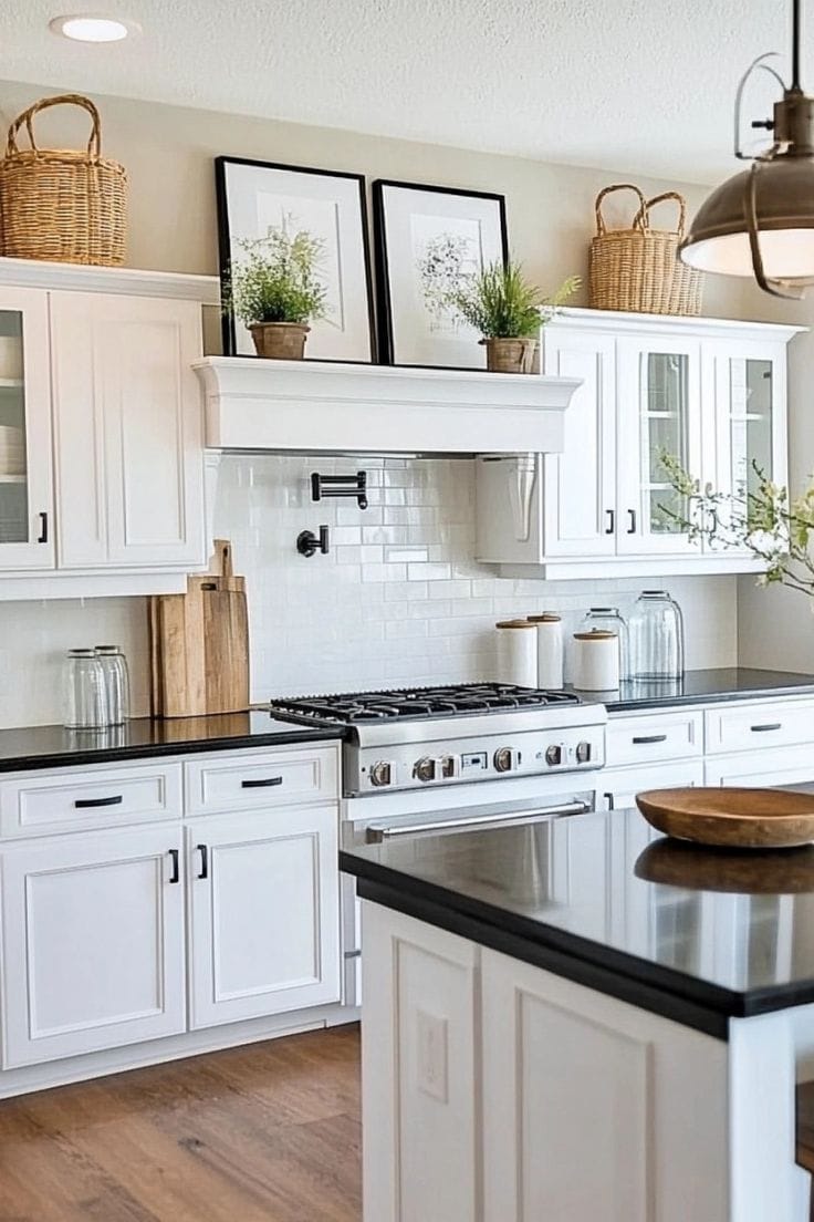 kitchen cabinet top decor ideas